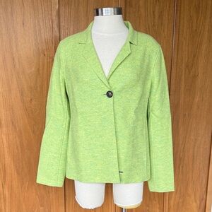 KUNA, Tailored Light Green Single-Button Blazer.